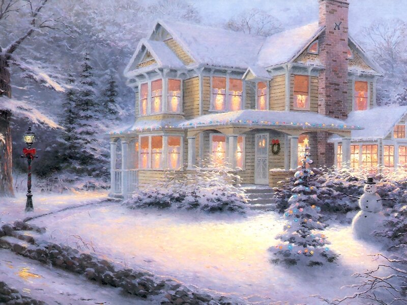 Snow-covered House — White, Peaceful, Warm