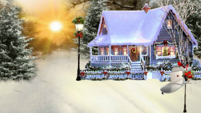 Snow-covered House — White, Peaceful, Winter, Digital Art