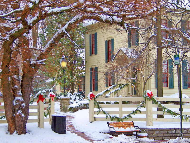 Snow-covered House — White, Peaceful, Winter, Photograph, Fence
