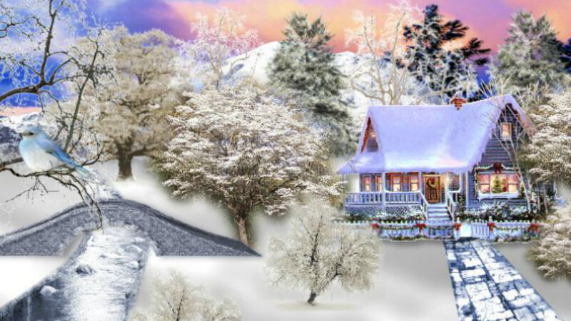 Snow-covered House — White, Serene, Winter, Digital Art