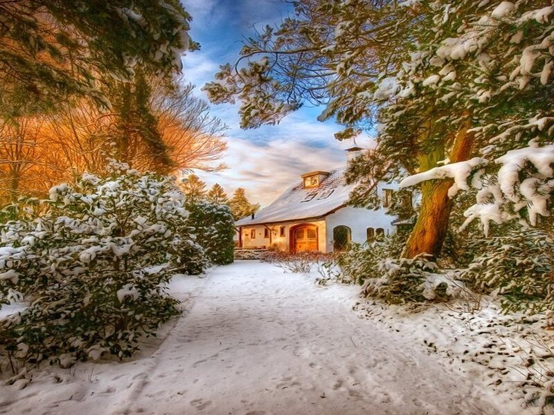 Snow-covered House — White, Serene, Winter, Photograph