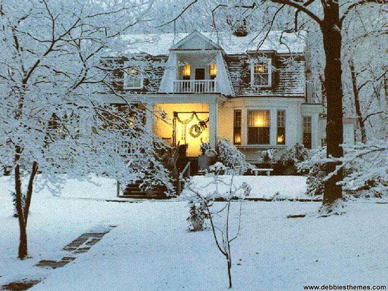 Snow-covered House — White, Serene, Winter, Photograph, Trees, Porch
