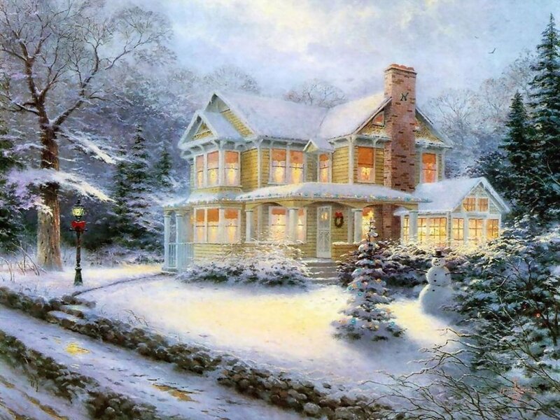 Snow-covered House — White