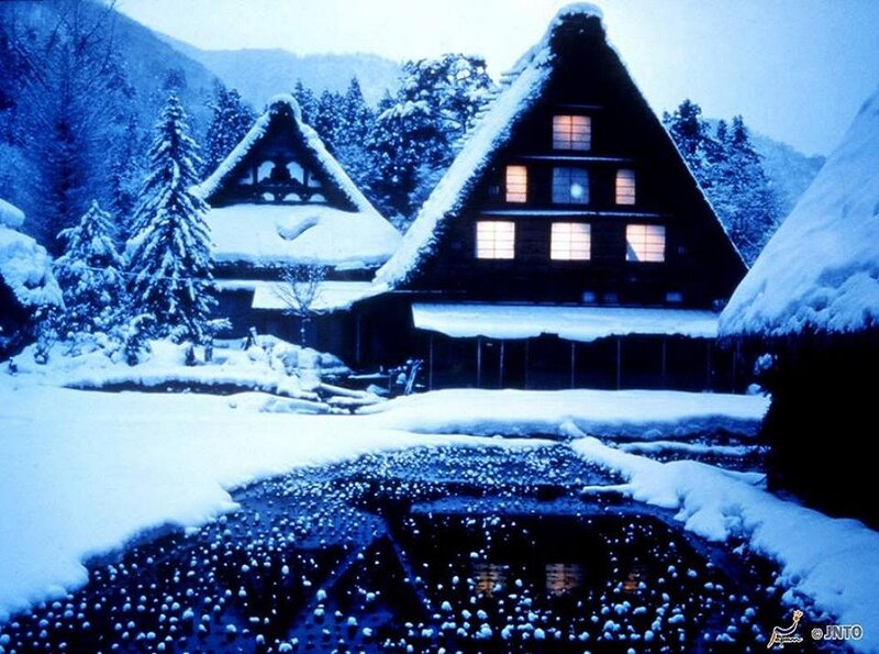 Snow-covered Houses — Blue, Serene, Winter, Photograph, Snow