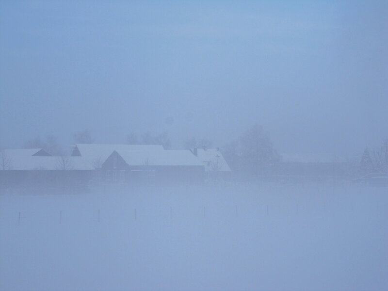 Snow-covered Houses — Blue