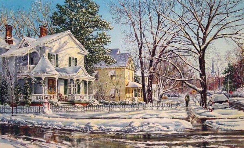 Snow-covered Houses — White, Peaceful