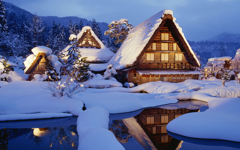 Snow-covered Houses — White, Serene, Winter