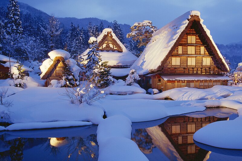 Snow-covered Houses — White