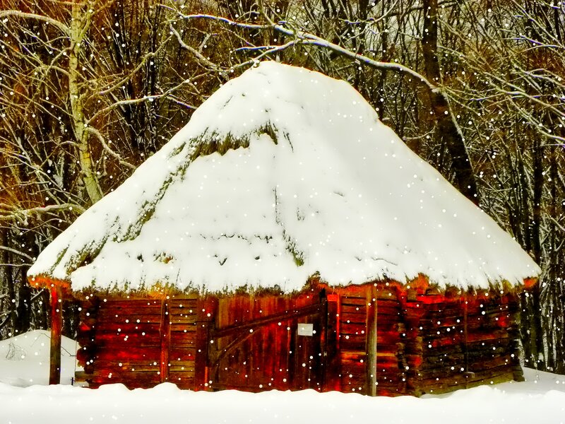 Snow-covered Hut — White, Serene
