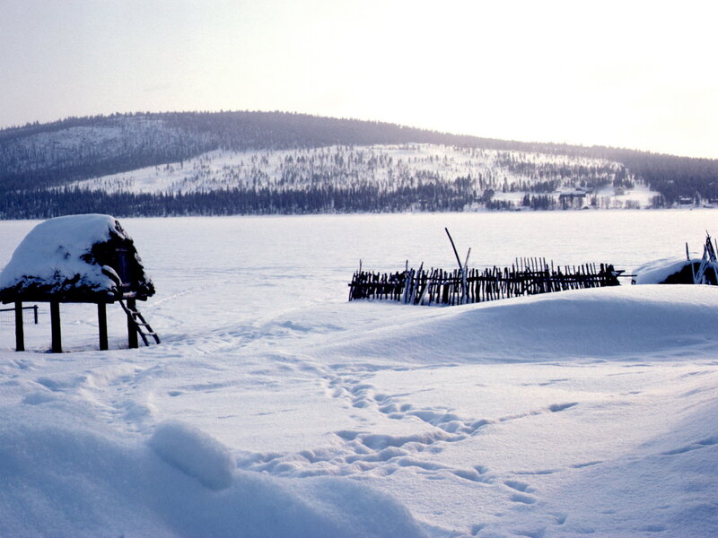 Snow-covered Hut — White
