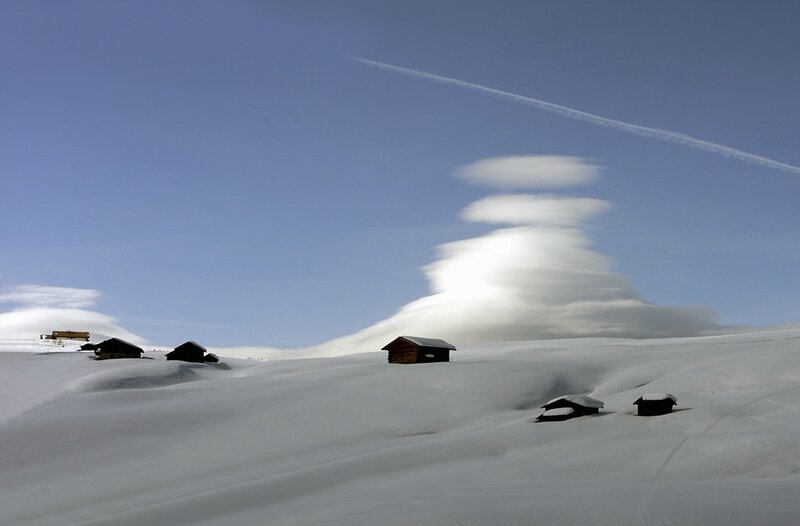 Snow-covered Huts