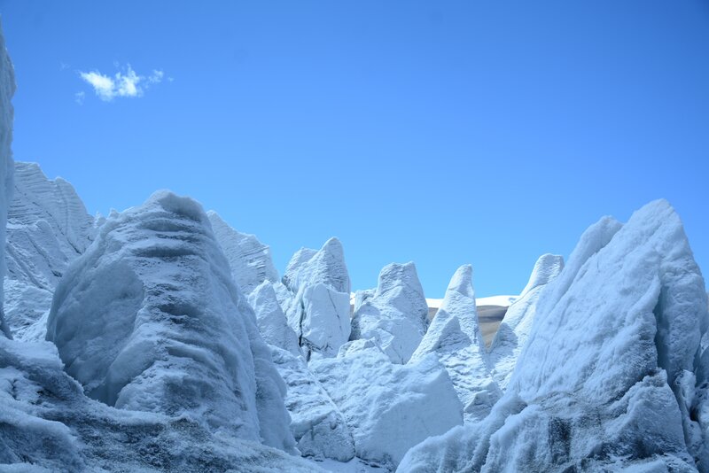 Snow-covered ice formations