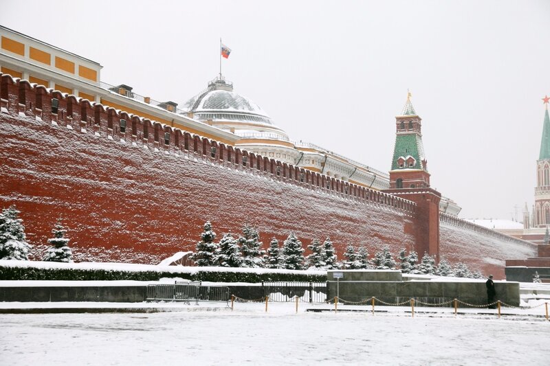Snow-covered Kremlin Wall