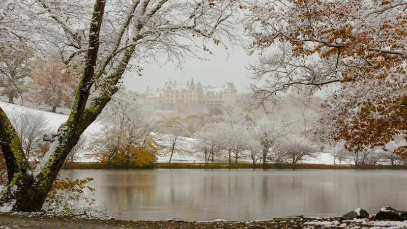 Snow-covered Lake and Castle