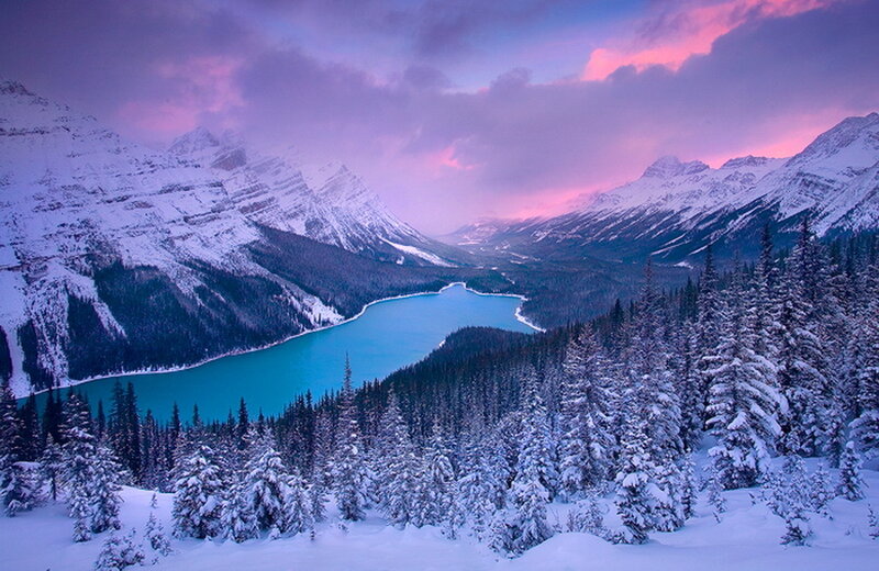 Snow-covered Lake and Mountains — Blue