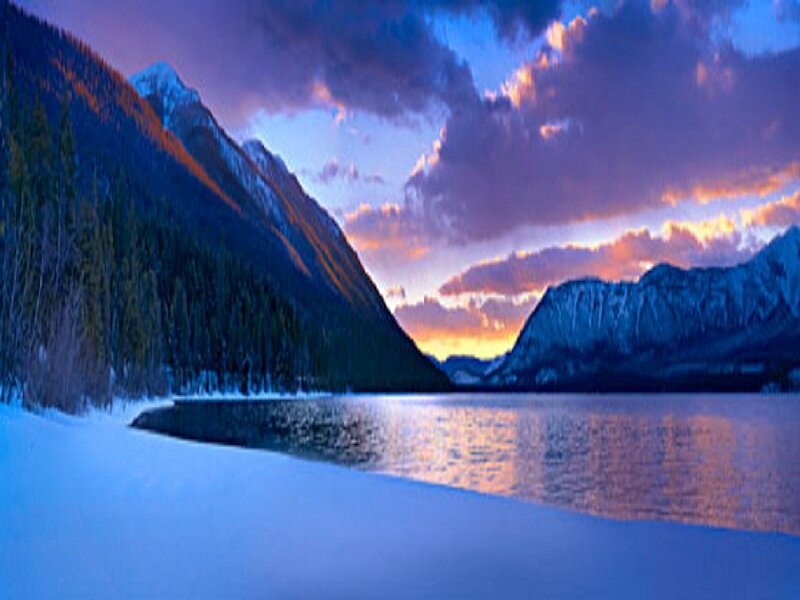 Snow-covered Lake at Dusk — Blue, Serene