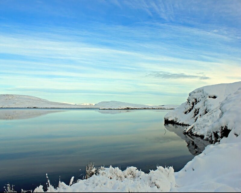 Snow-covered Lake — Blue, Serene, Winter