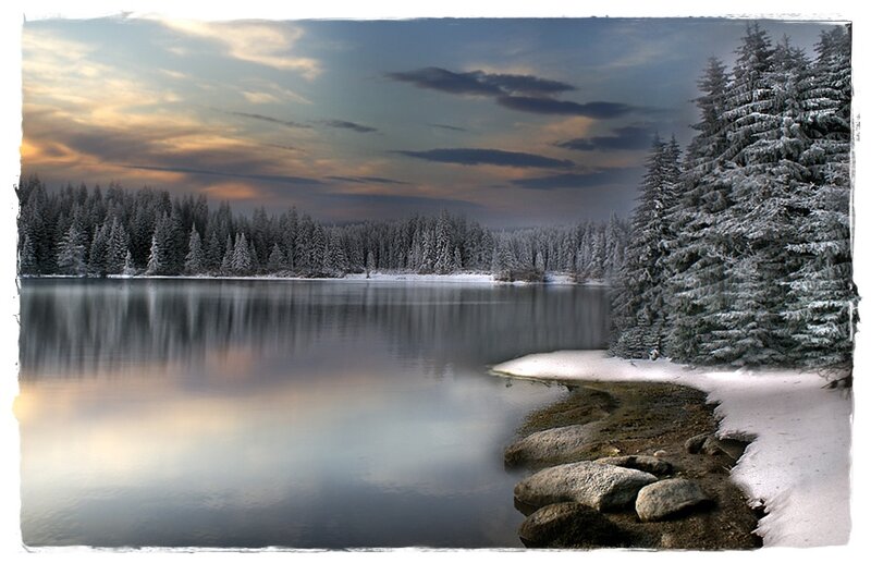 Snow-covered Lake — Blue