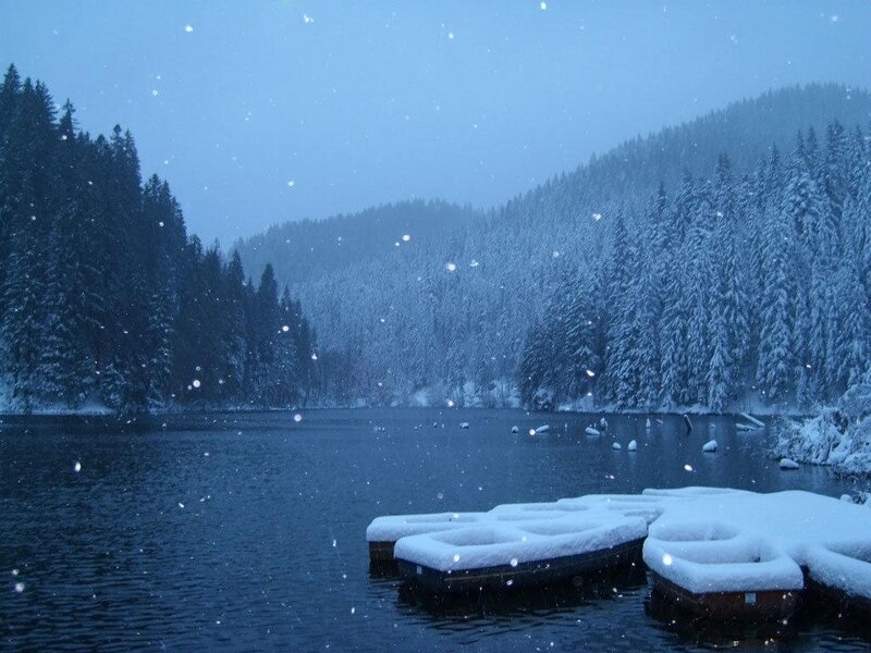 Snow-covered Lake Dock