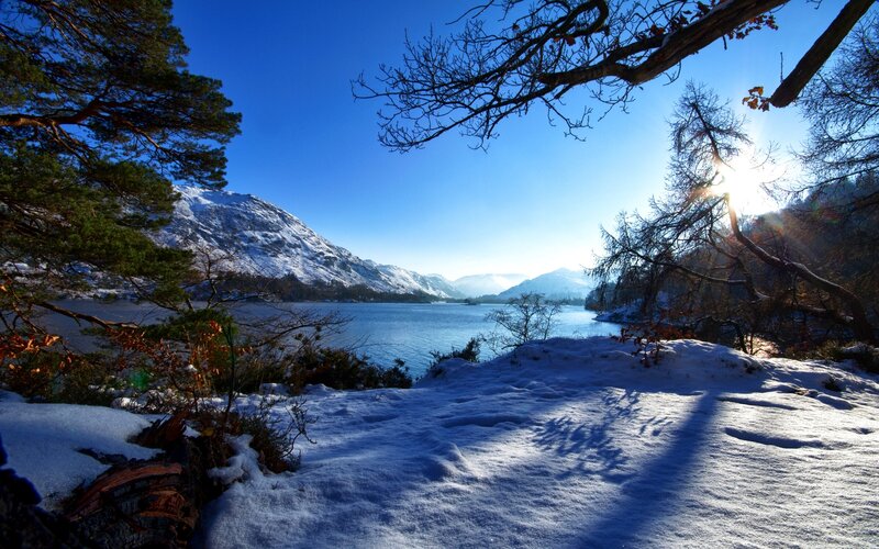 Snow-covered Lake Landscape