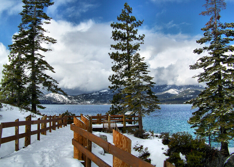 Snow-covered Lake Path