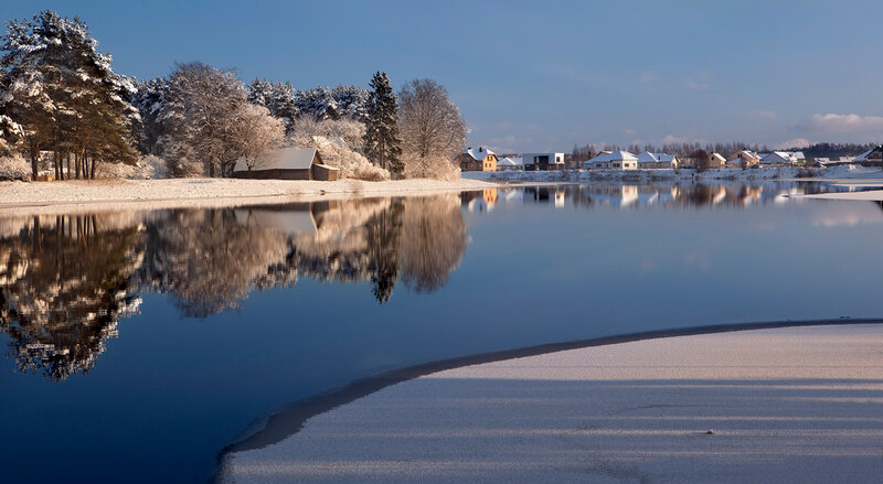 Snow-covered Lake Reflection