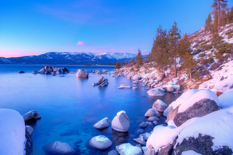 Snow-covered Lake Rocks
