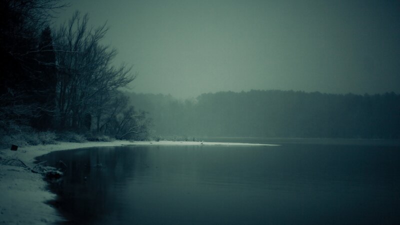 Snow-covered Lake Shore — Blue, Dreary, Winter