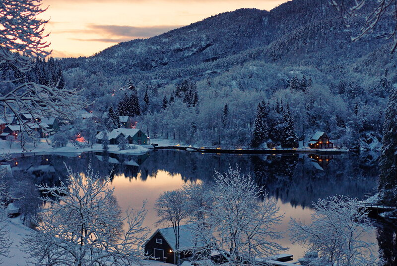 Snow-covered Lake Village