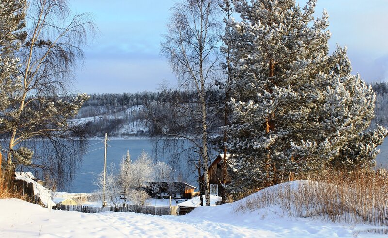 Snow-covered Lake Village — White
