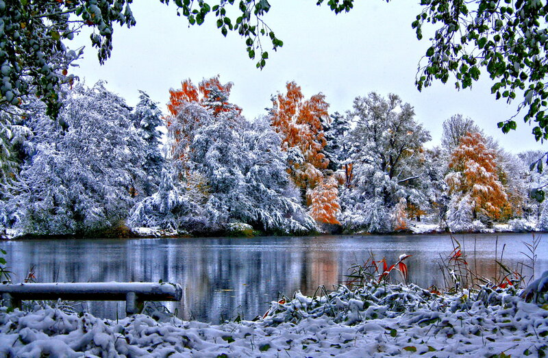 Snow-covered Lake — White, Serene