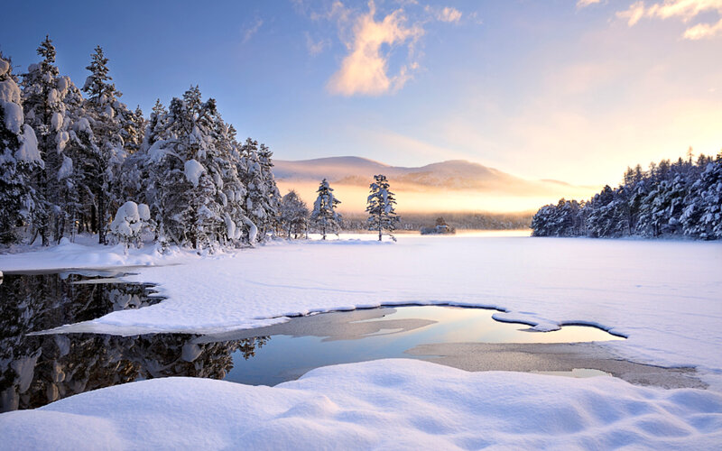 Snow-covered Lake — White