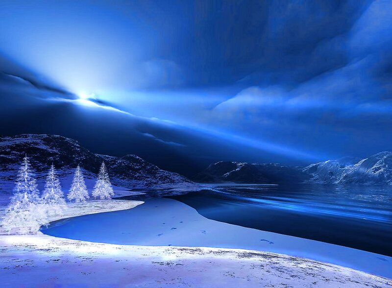 Snow-covered Landscape — Blue, Dramatic