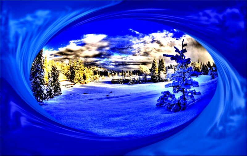Snow-covered Landscape — Blue, Dramatic, Winter