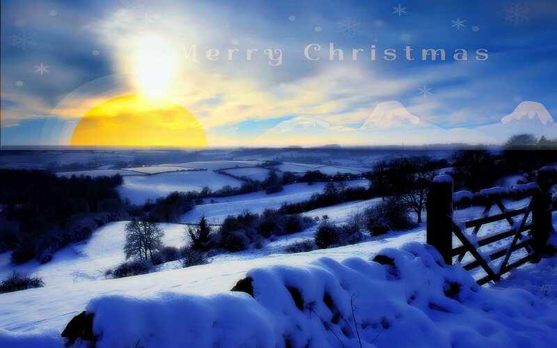 Snow-covered Landscape — Blue, Serene, Winter