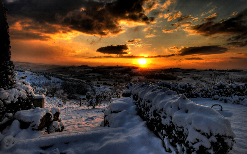Snow-covered Landscape — Orange, Dramatic