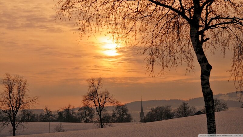 Snow-covered Landscape — Orange, Serene