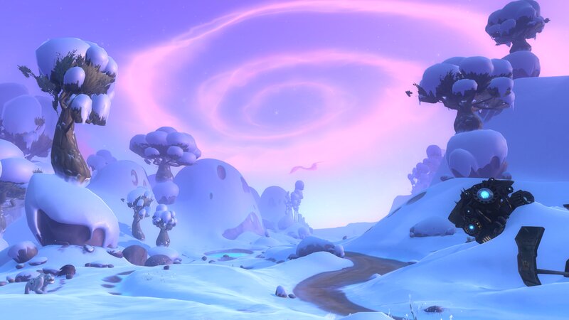 Snow-covered Landscape — Purple, Serene, Winter, 3d Render