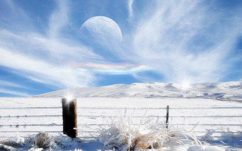 Snow-covered Landscape — White, Serene, Winter, Digital Art