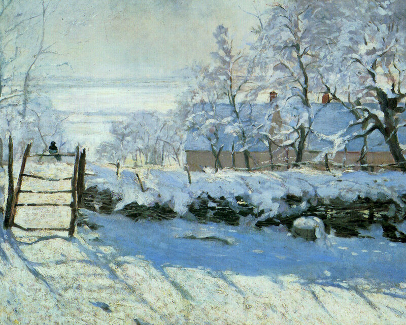 Snow-covered Landscape — White, Serene, Winter, Painting