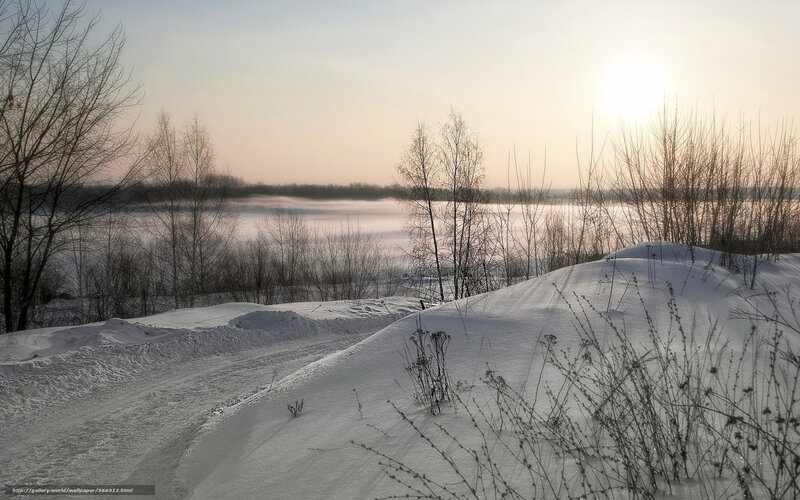 Snow-covered Landscape — White, Serene, Winter, Photograph, Trees, River