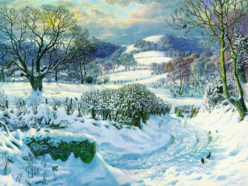 Snow-covered Landscape — White, Serene, Winter