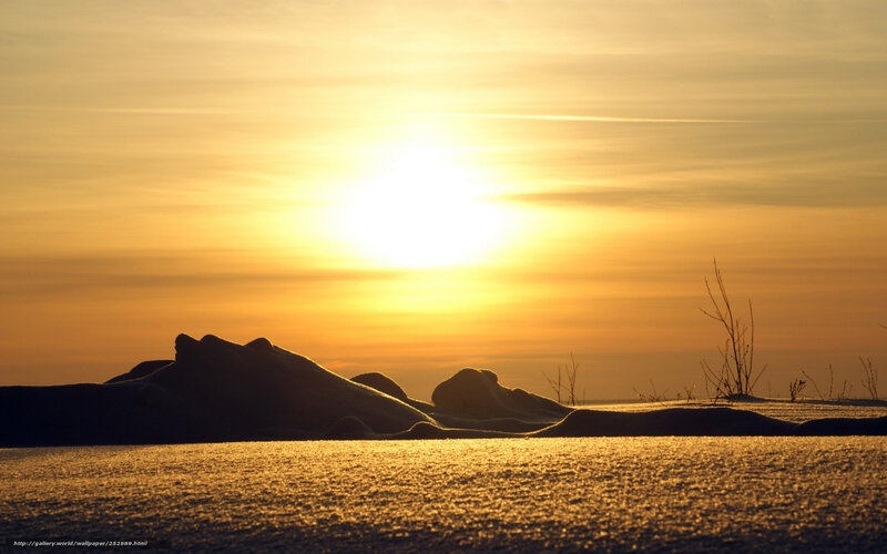 Snow-covered Landscape — Yellow, Serene, Sunset
