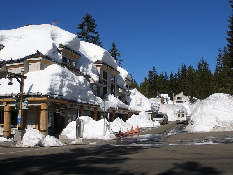 Snow-covered Lodge Building