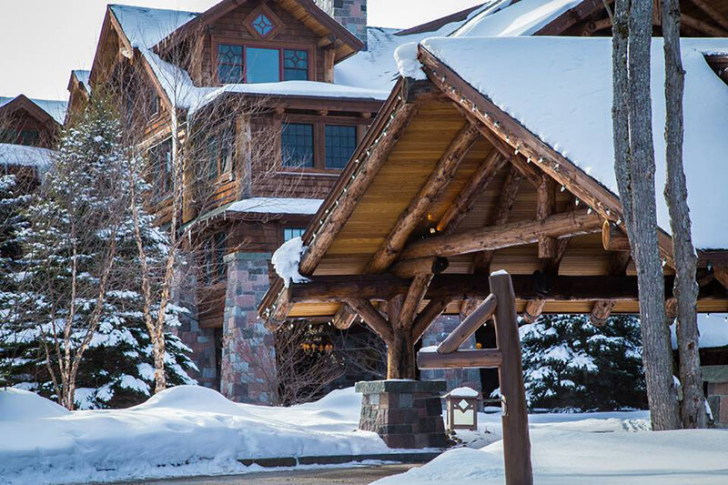 Snow-covered Log Cabin — Brown, Serene