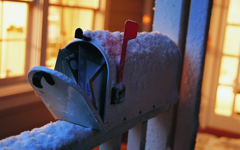 Snow-covered Mailbox — White
