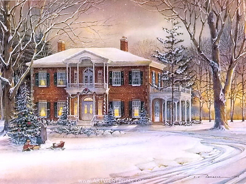 Snow-covered Mansion — White
