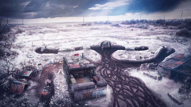 Snow-covered Military Base