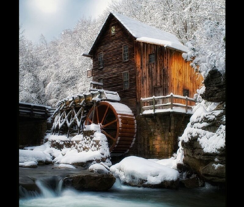 Snow-covered Mill — Brown