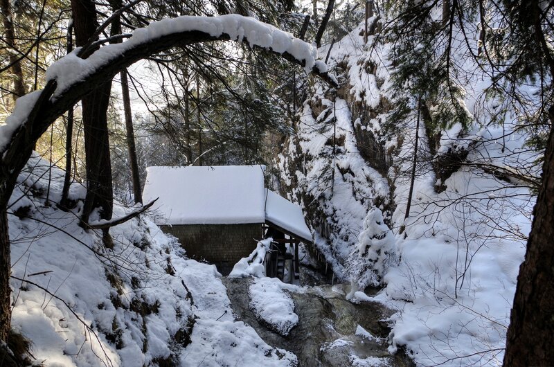 Snow-covered Mill in Forest